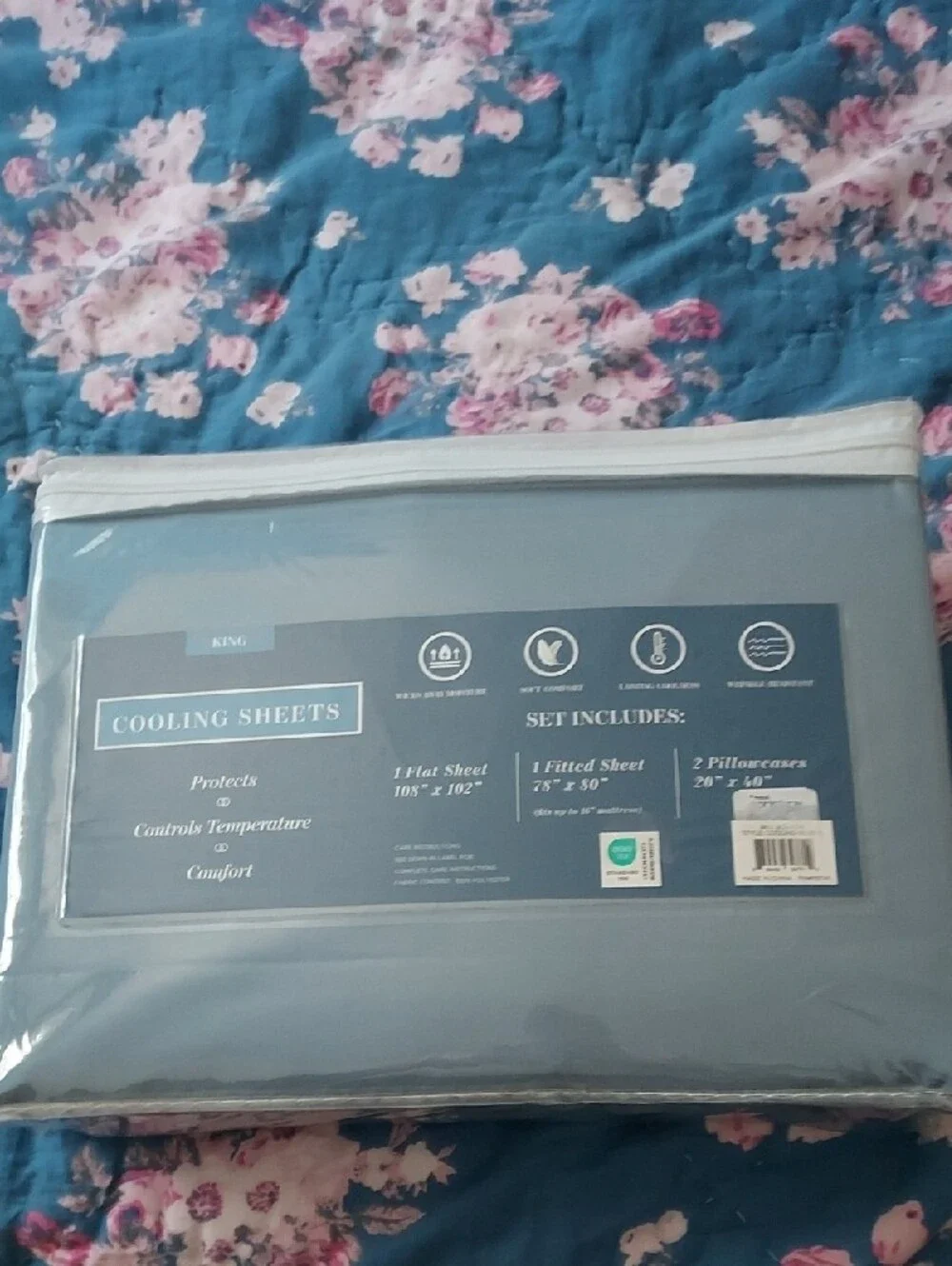 New Cooling Sheets King Sheet Set - Blue-Gray